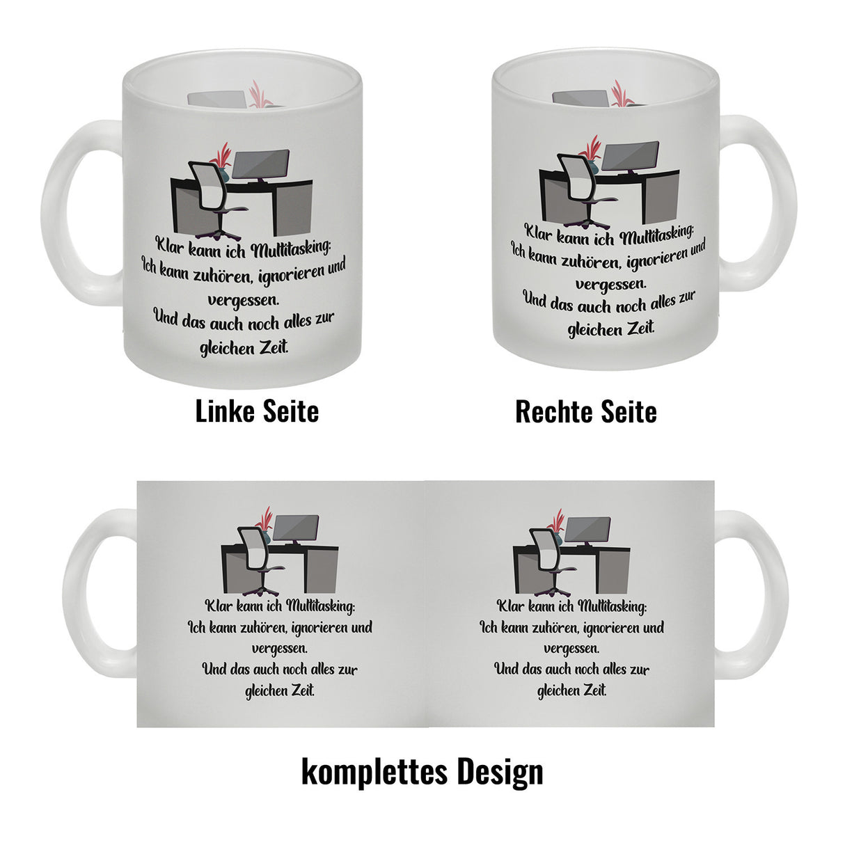 Multitasking Ironie Kaffeebecher mit Spruch für das Büro