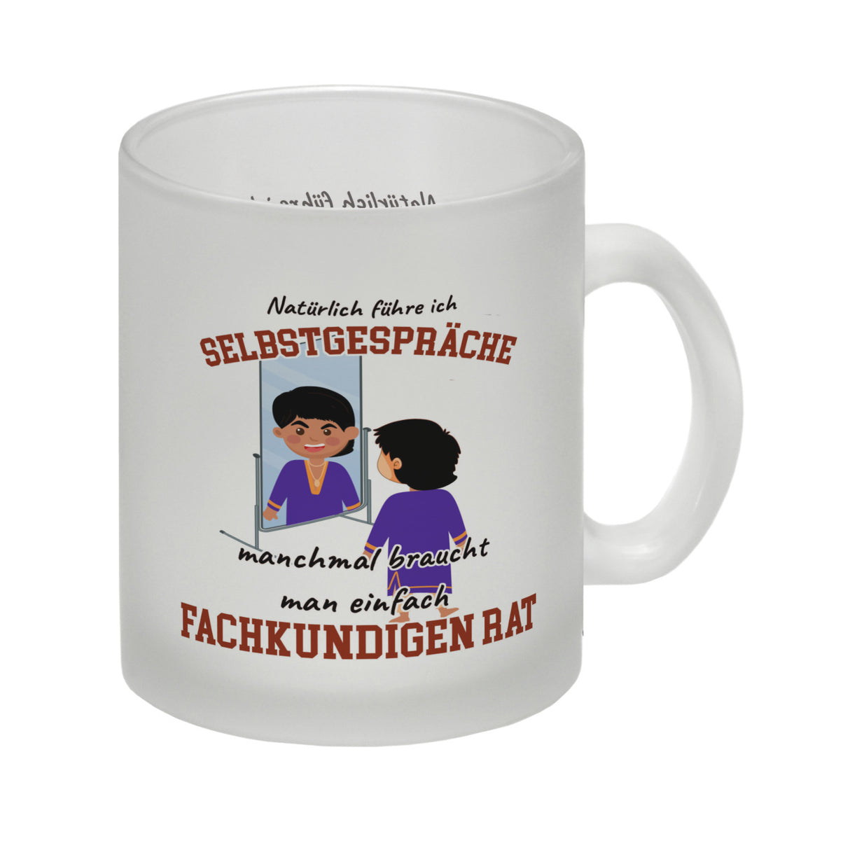 Spiegelbild und Selbstgespräche Kaffeebecher mit Spruch fürs Büro