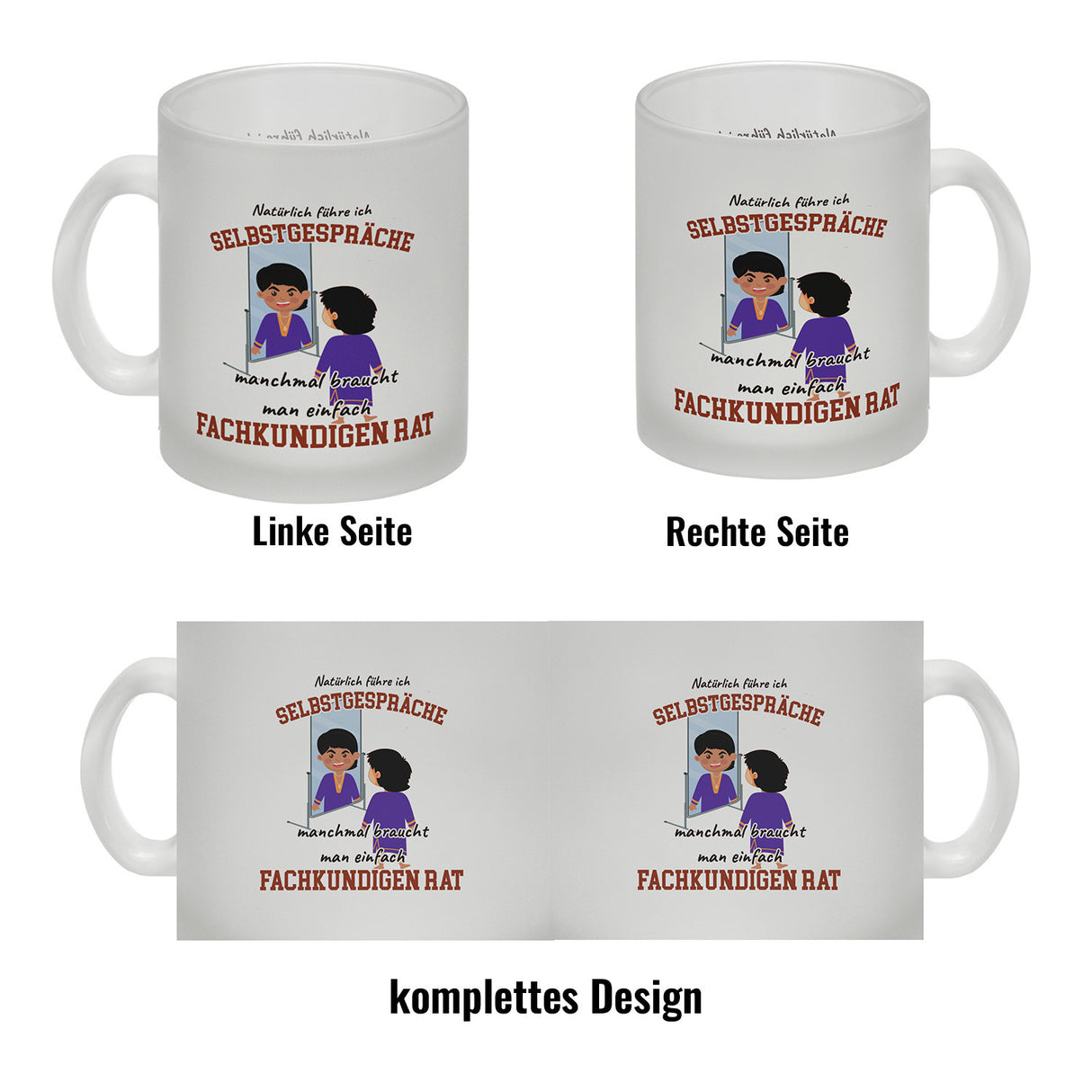 Spiegelbild und Selbstgespräche Kaffeebecher mit Spruch fürs Büro