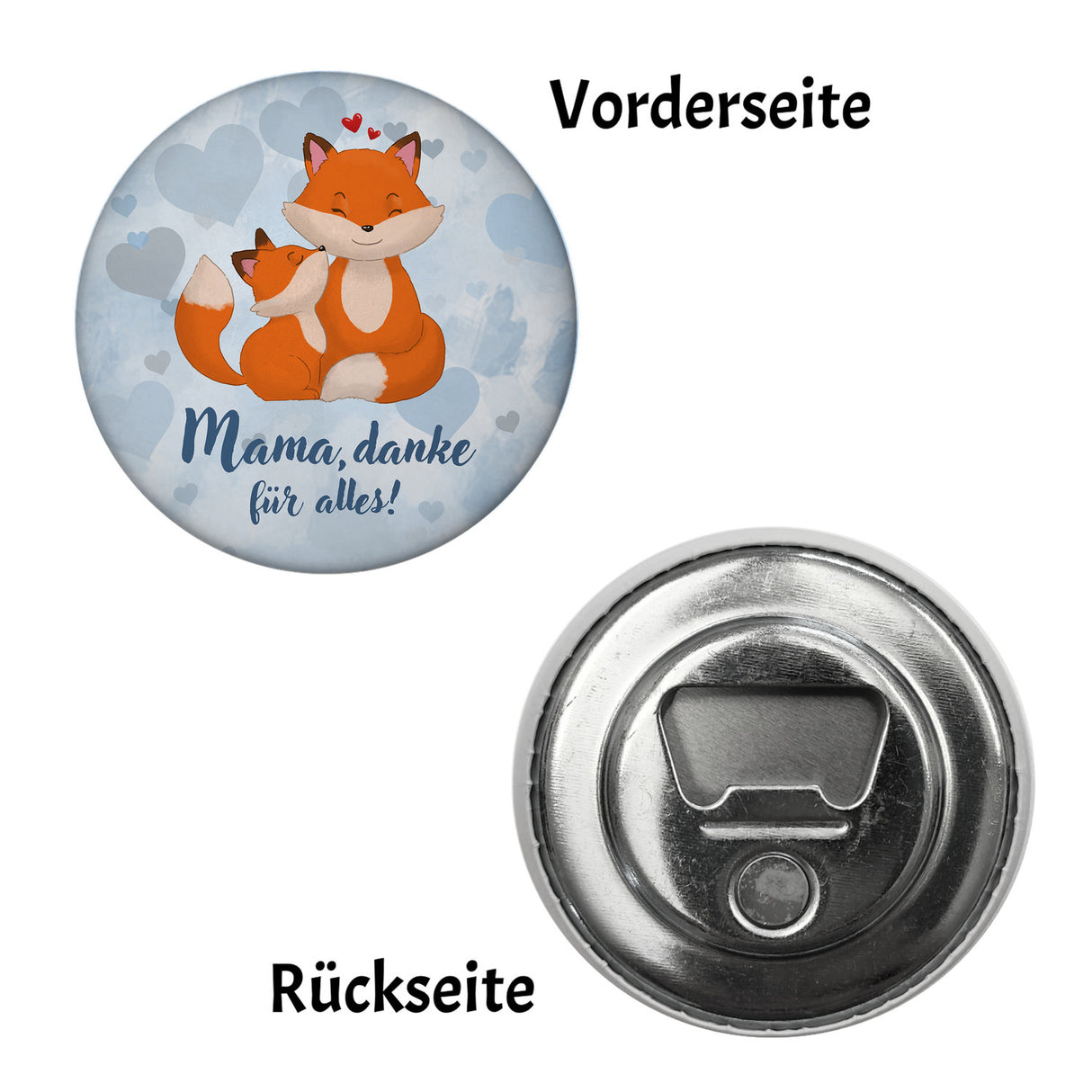 Mama, danke für alles Magnet rund mit niedlichem Fuchs