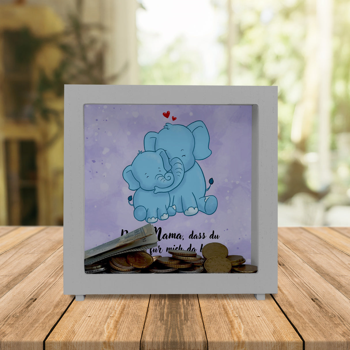 Danke Mama, dass du für mich da bist Spardose mit Elefant