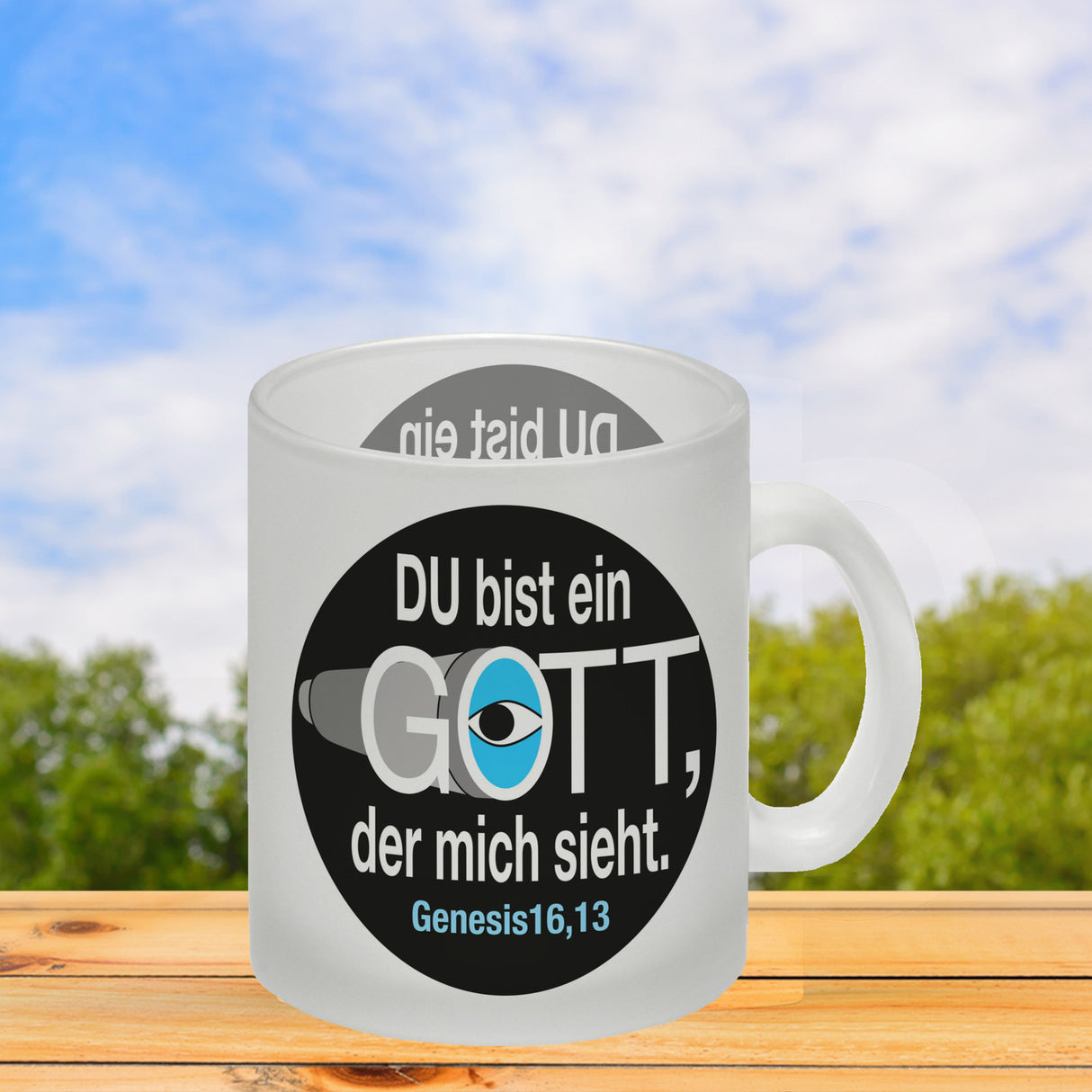 Du bist ein Gott, der mich sieht. Kaffeebecher mit Bibel Zitat