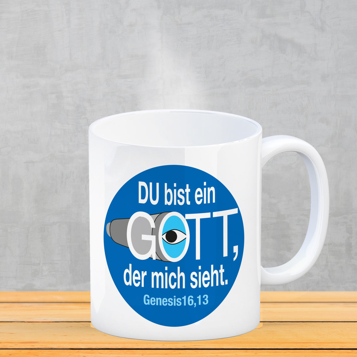 Du bist ein Gott, der mich sieht. Kaffeebecher mit Bibel Zitat