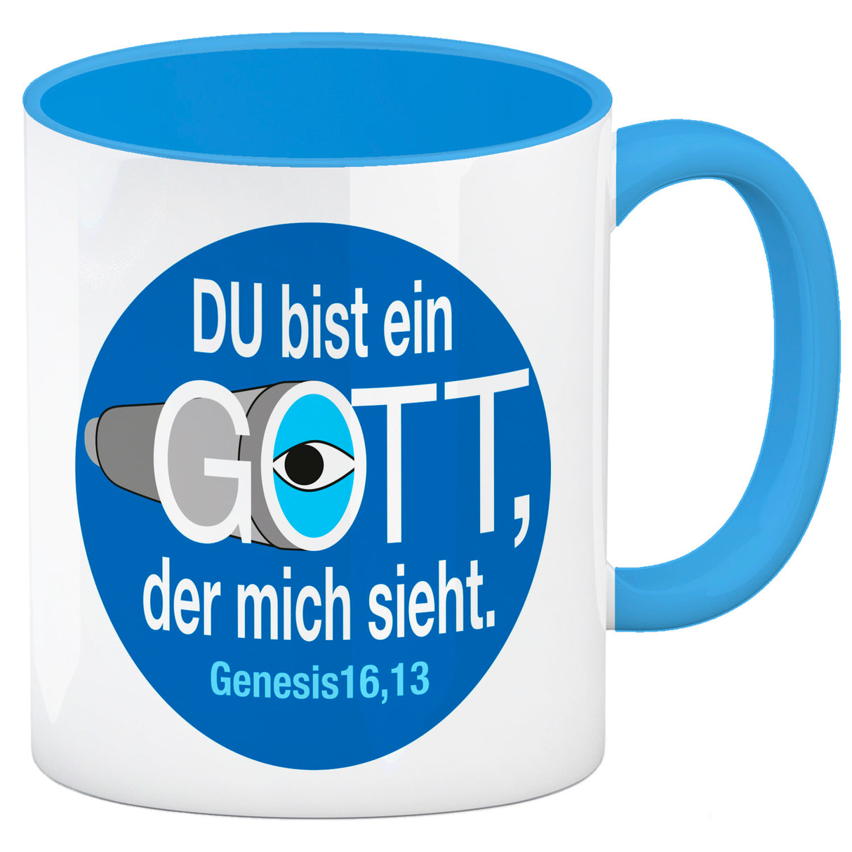 Du bist ein Gott, der mich sieht. Kaffeebecher mit Bibel Zitat