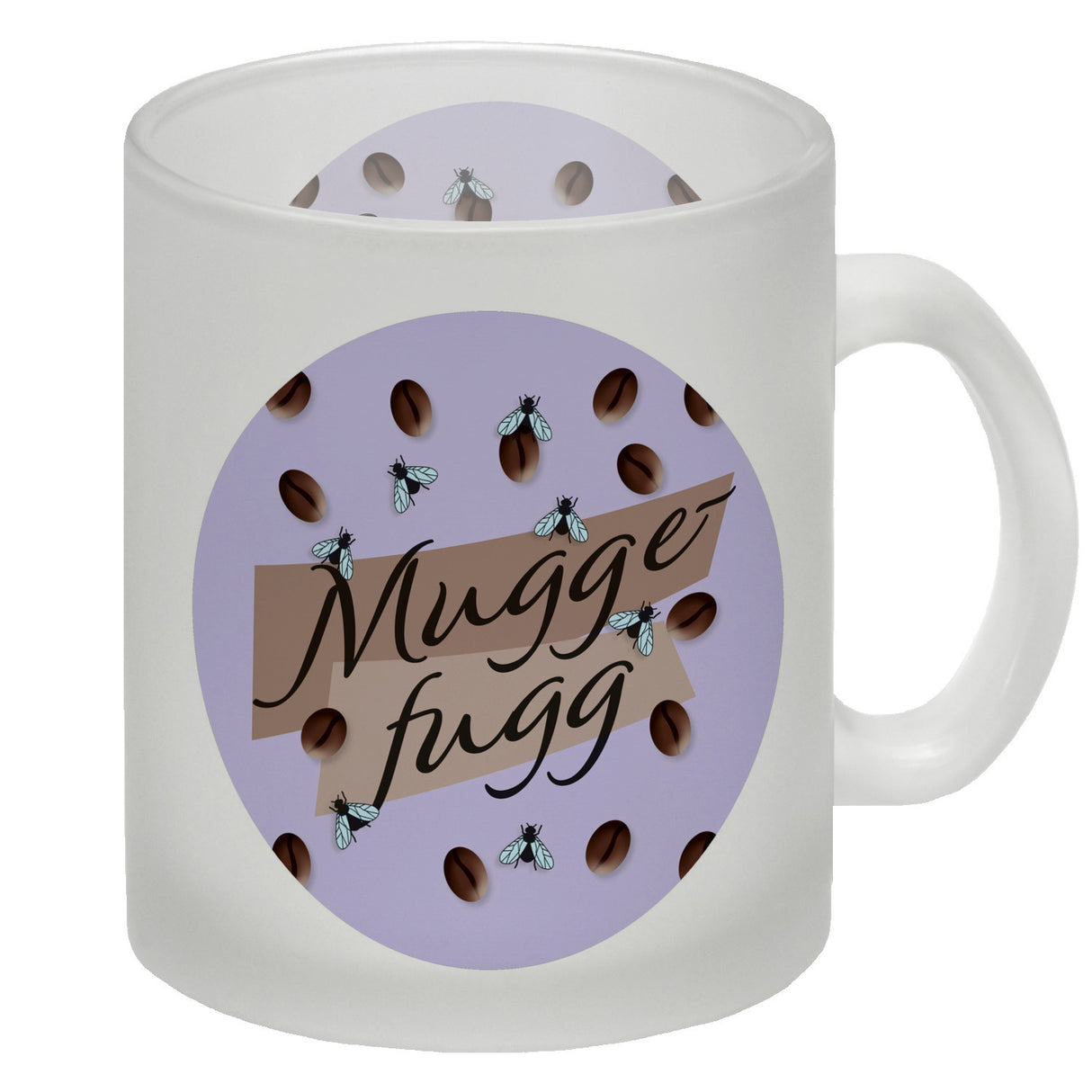 Muggefugg Malzkaffee Kaffeebecher mit Kaffeebohnen und Fliegen blau