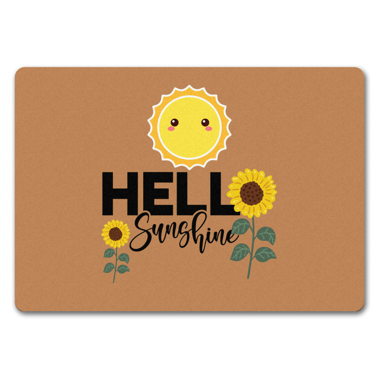 Gute Laune Fußmatte in 35x50 cm in hellblau mit Spruch Hello Sunshine