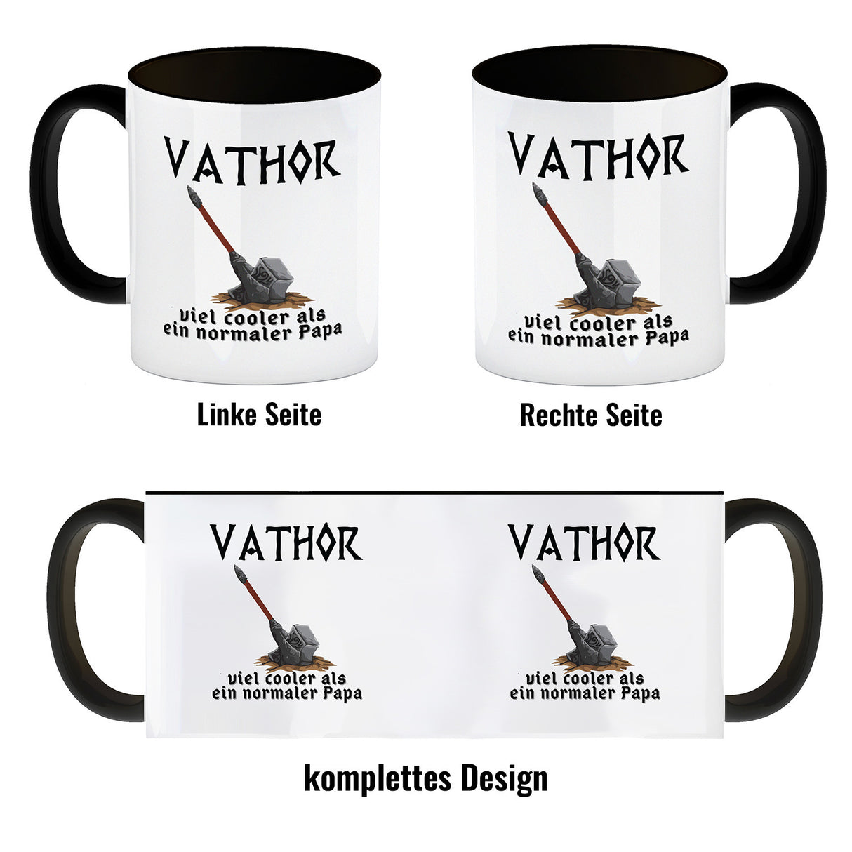 VATHOR Superheld Kaffeebecher mit Hammer und Spruch