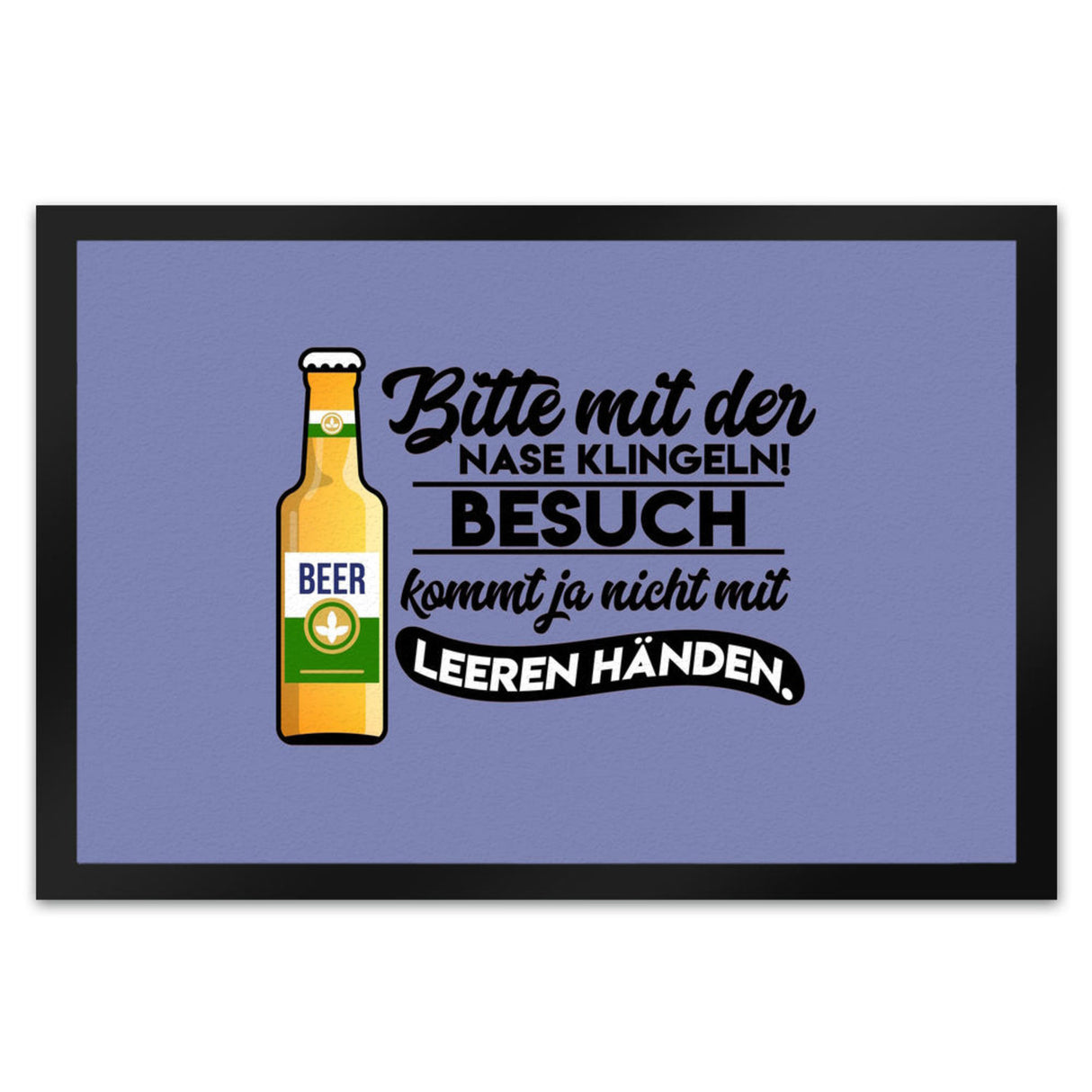 Bitte mit der Nase klingeln Fußmatte in 35x50 cm in orange mit Spruch und Biermotiv