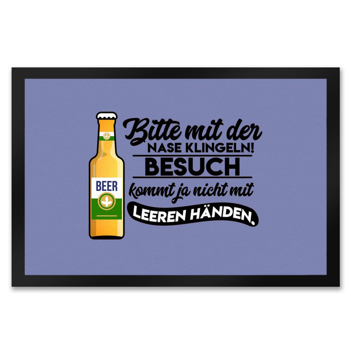 Bitte mit der Nase klingeln Fußmatte in 35x50 cm in orange mit Spruch und Biermotiv
