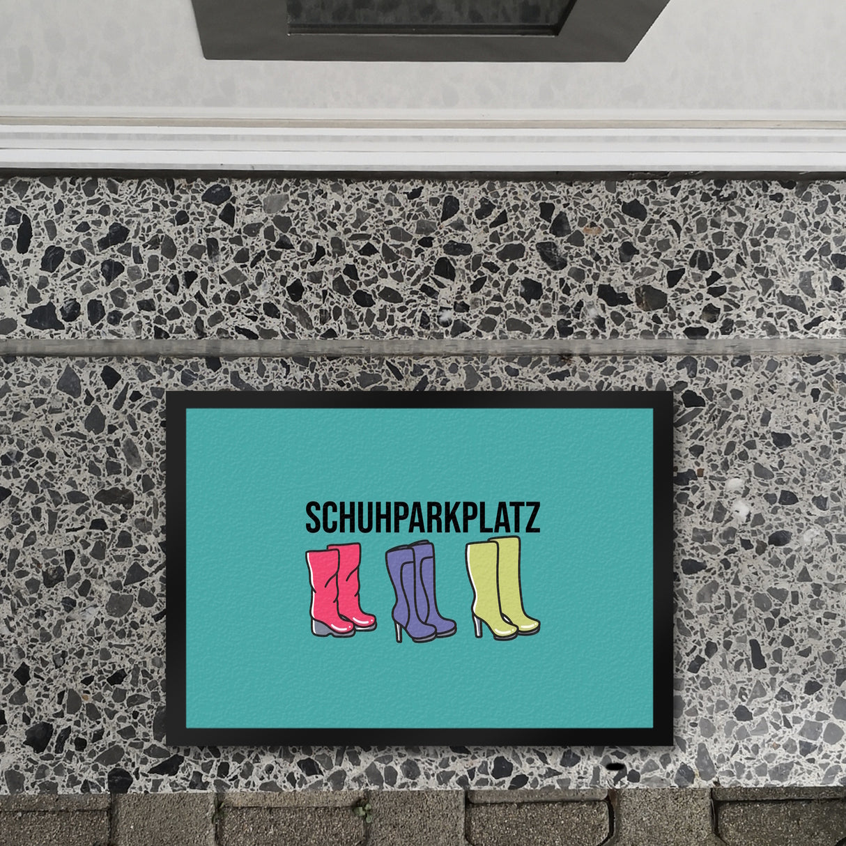 Schuhparkplatz Fußmatte in 35x50 cm in rosa mit Schuhmotiv für Frauen