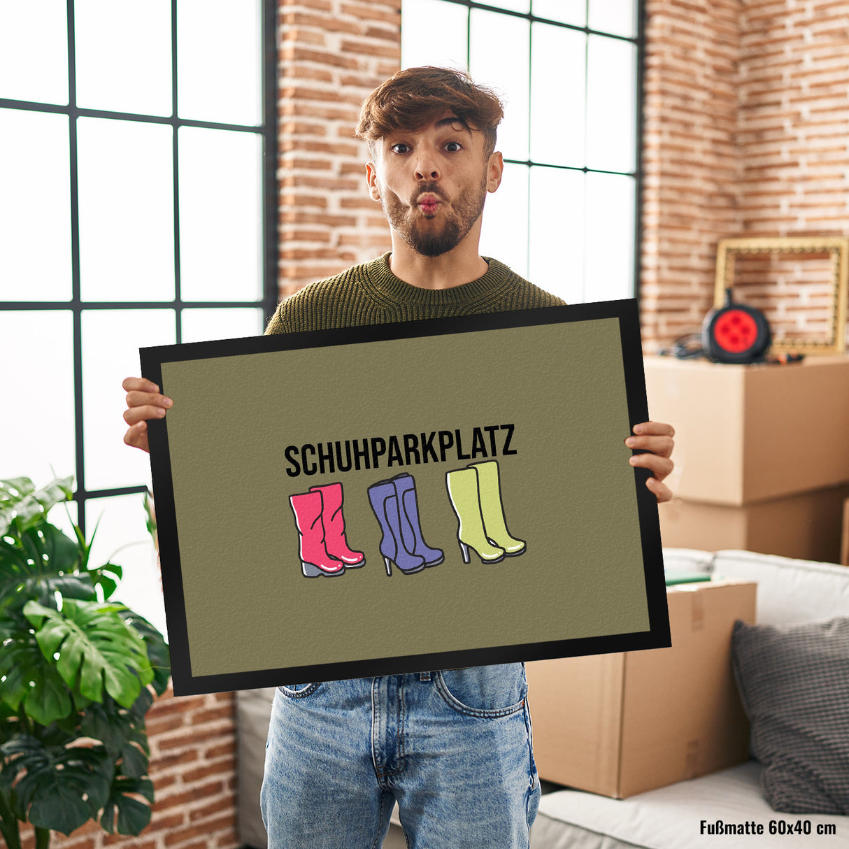 Schuhparkplatz Fußmatte in 35x50 cm in rosa mit Schuhmotiv für Frauen