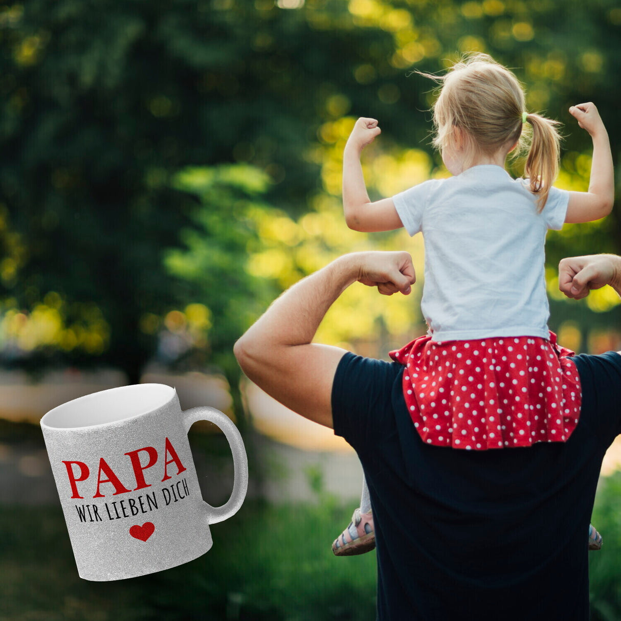 Papa wir lieben dich Kaffeebecher mit Herz