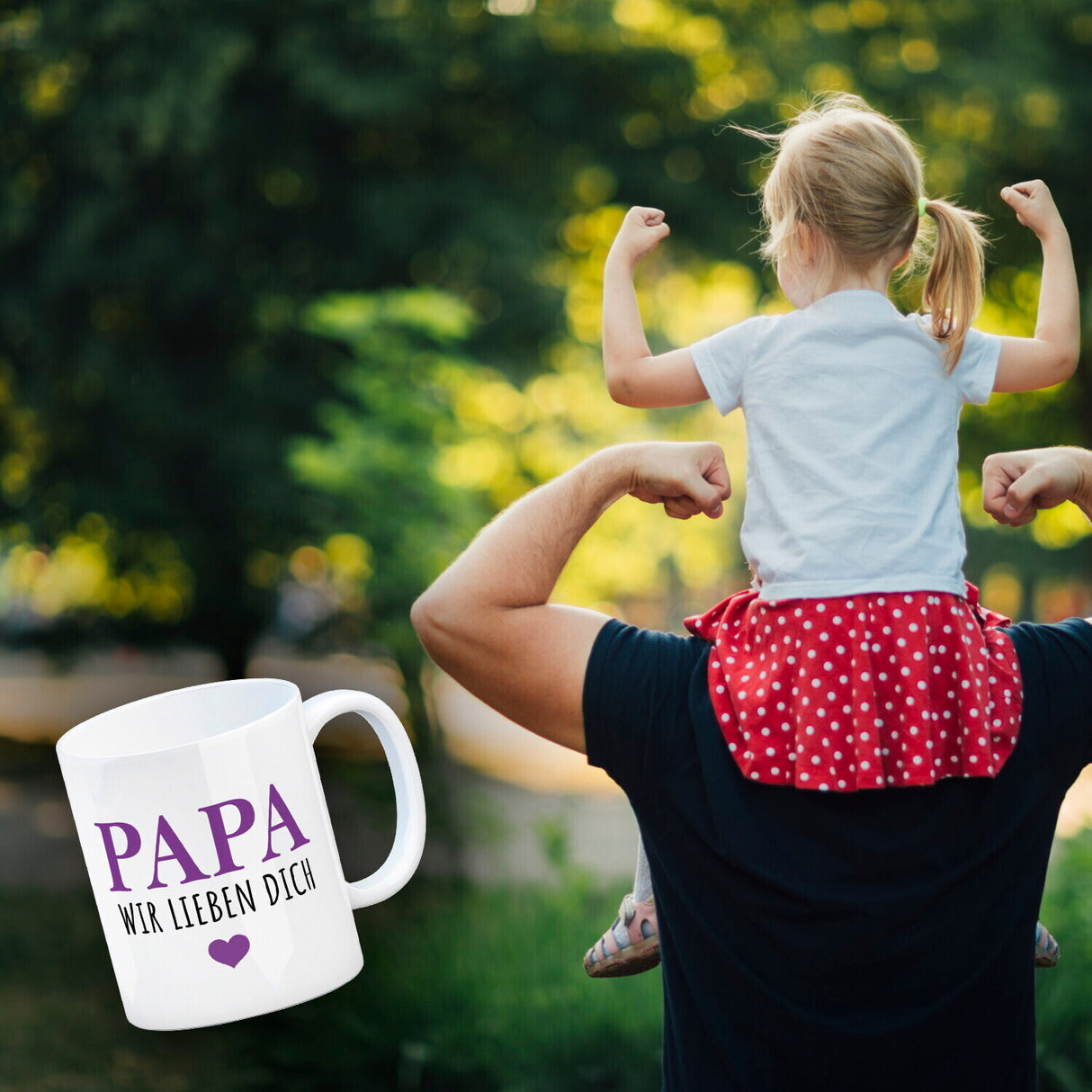 Papa wir lieben dich Kaffeebecher mit Herz