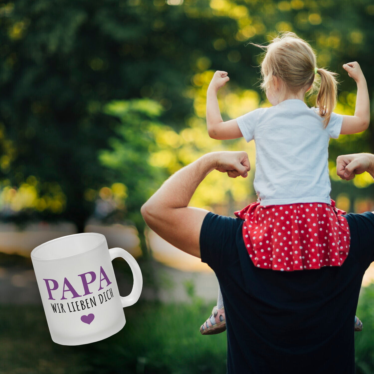 Papa wir lieben dich Kaffeebecher mit Herz