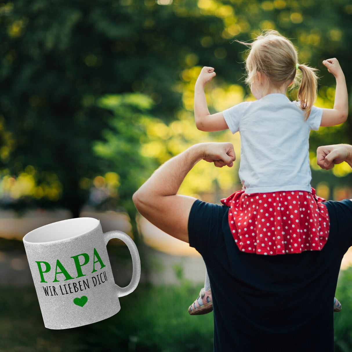 Papa wir lieben dich Kaffeebecher mit Herz