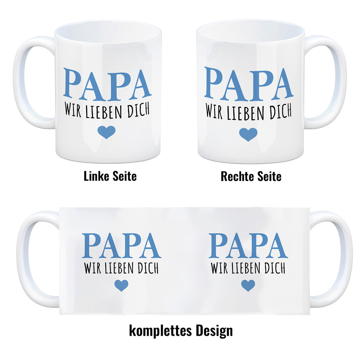 Papa wir lieben dich Kaffeebecher mit Herz