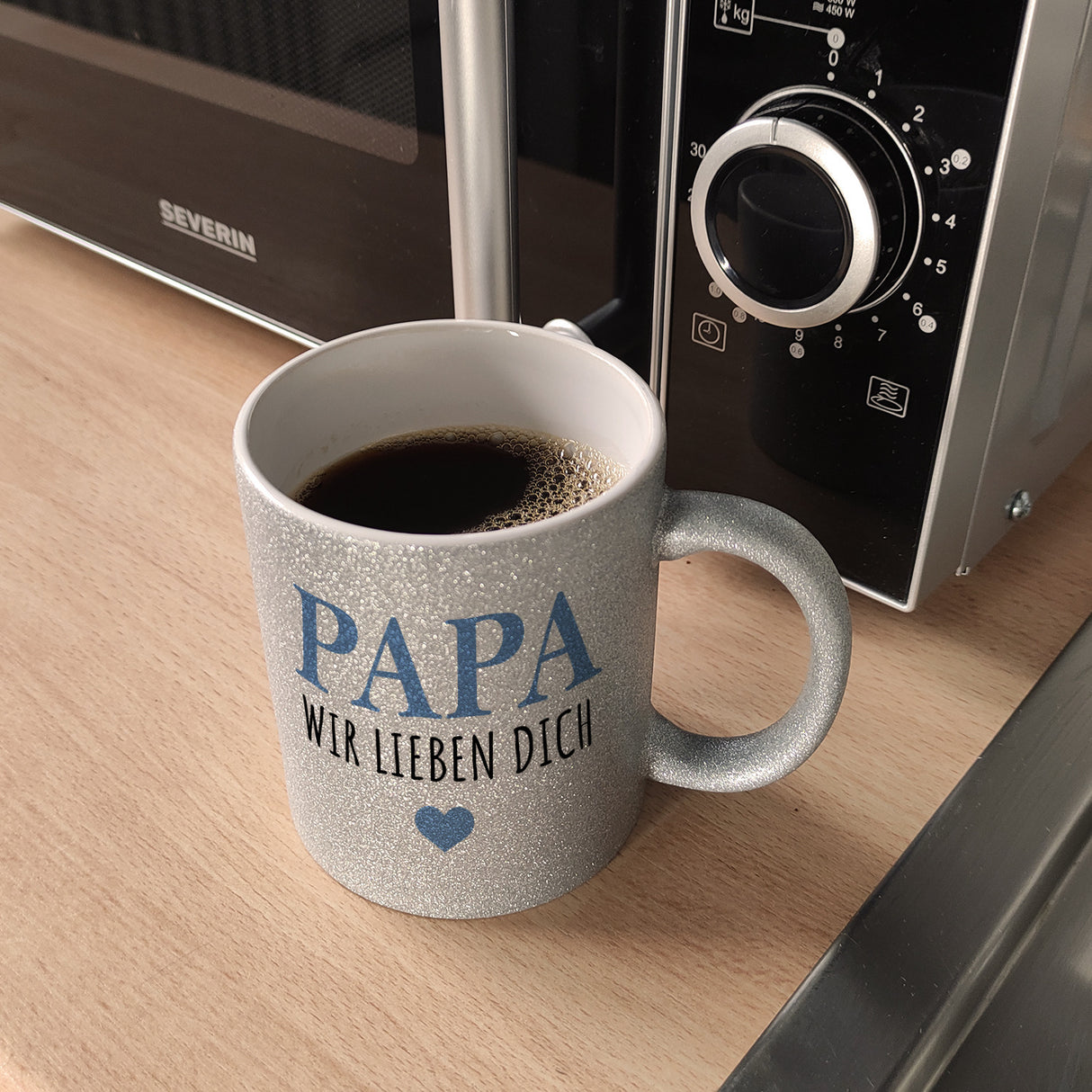 Papa wir lieben dich Kaffeebecher mit Herz