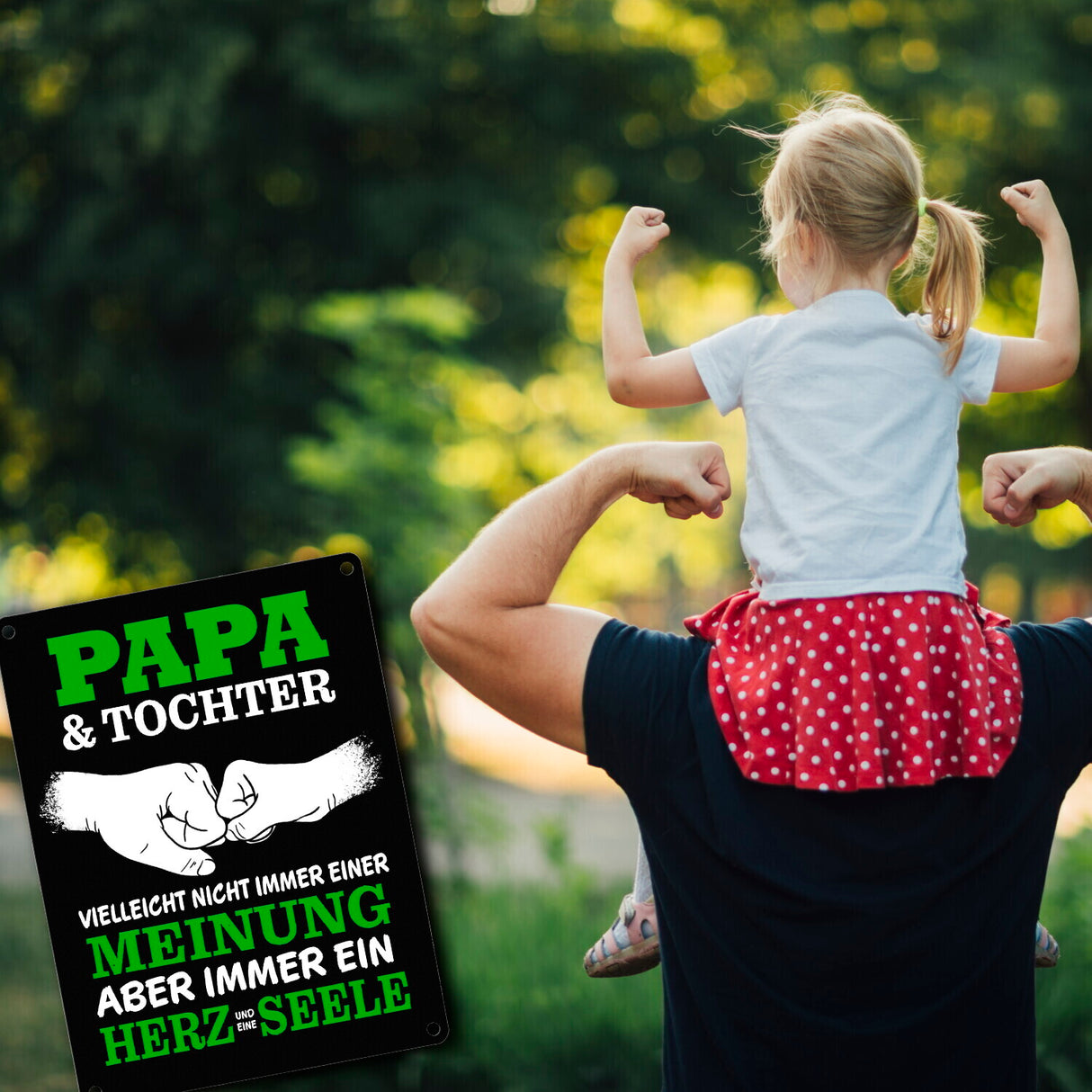 Papa & Tochter, ein Herz und eine Seele Metallschild mit Spruch