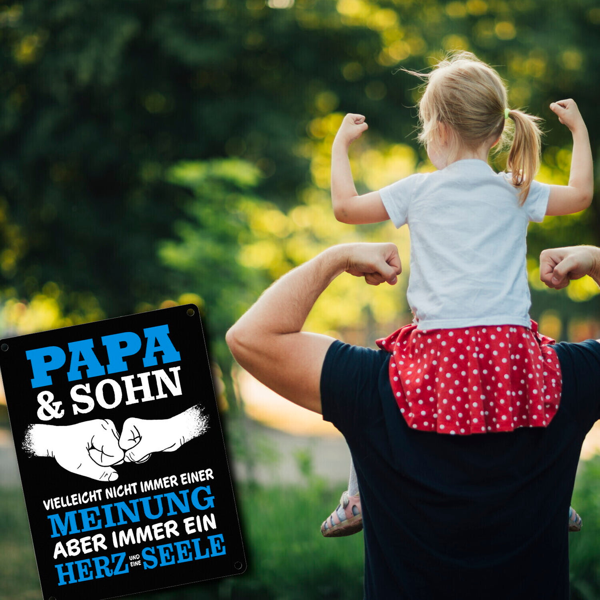Papa & Sohn, ein Herz und eine Seele Metallschild mit Spruch