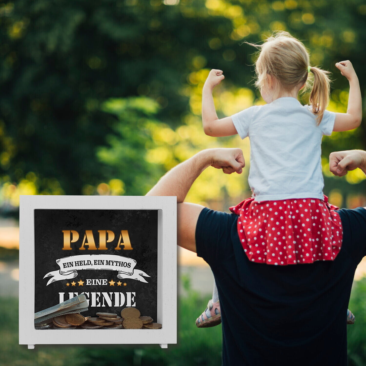 Papa ein Held ein Mythos eine Legende Spardose