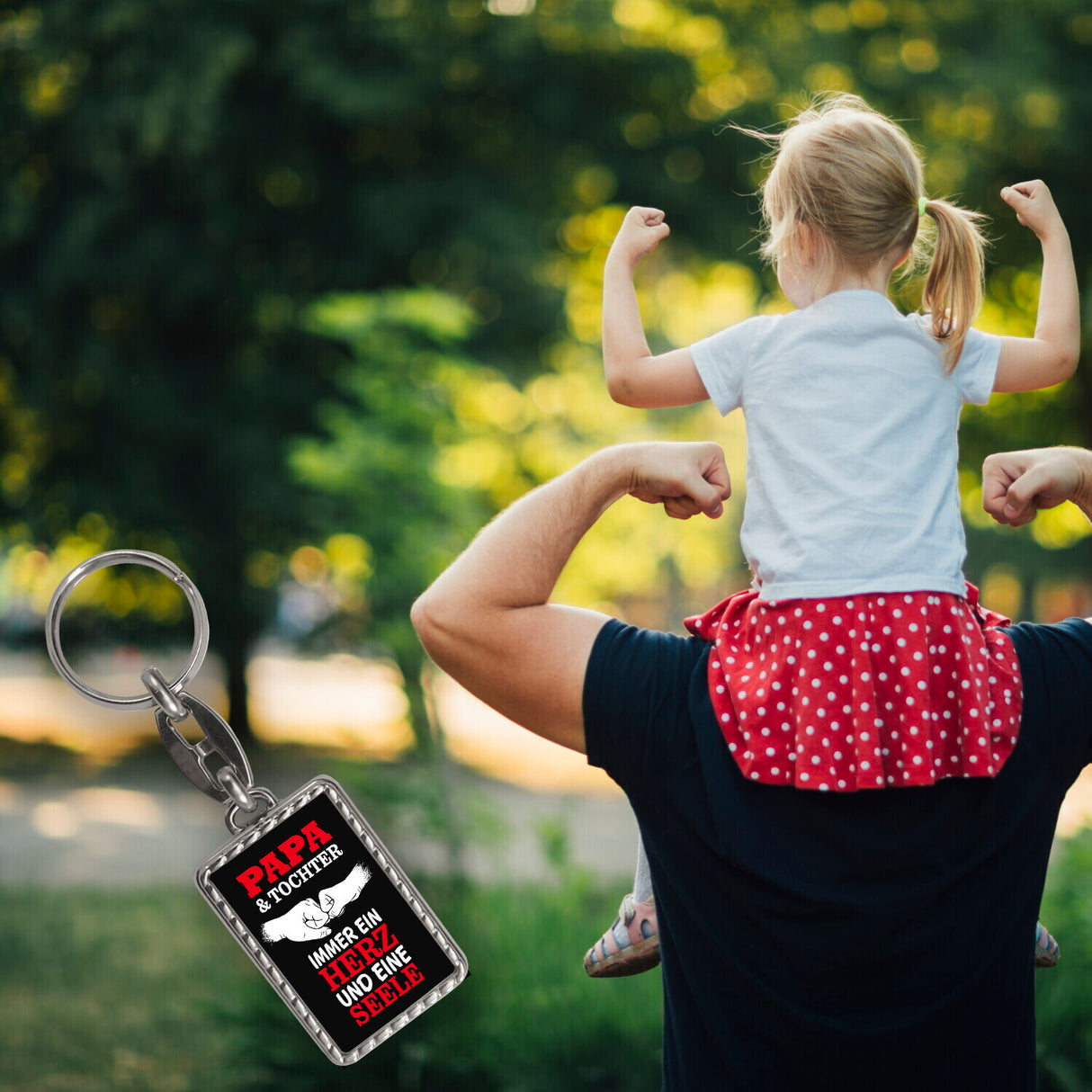 Papa & Tochter ein Herz und eine Seele Schlüsselanhänger mit Spruch