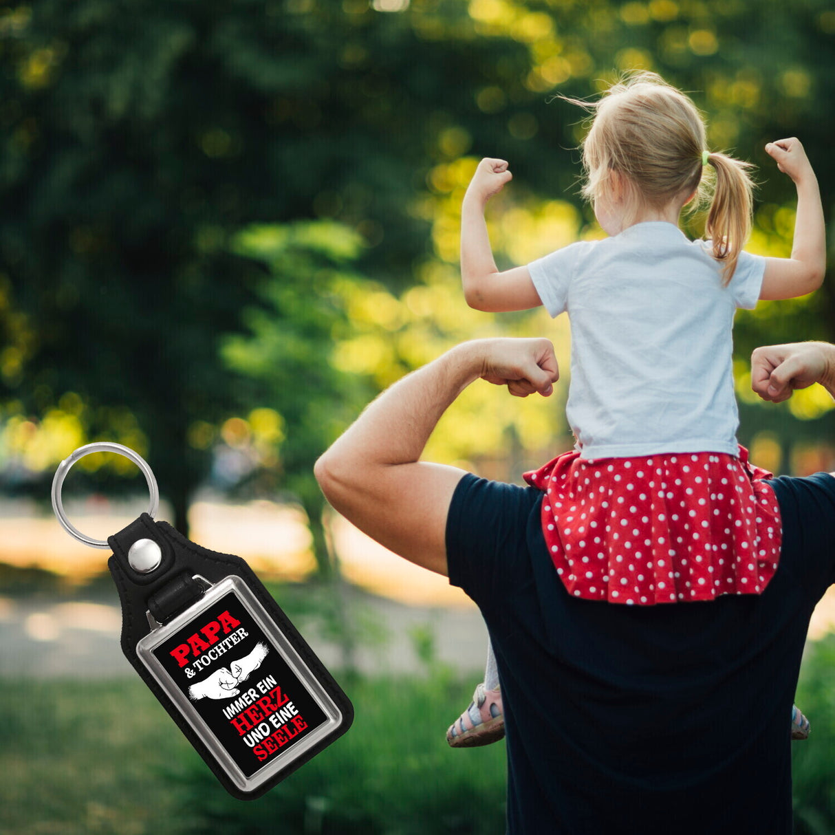 Papa & Tochter ein Herz und eine Seele Schlüsselanhänger mit Spruch