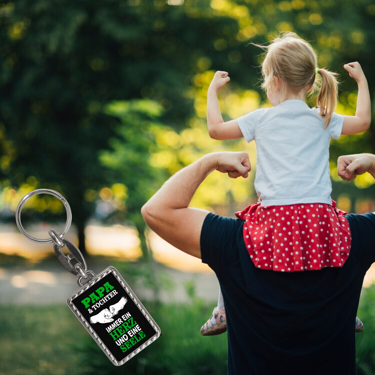 Papa & Tochter ein Herz und eine Seele Schlüsselanhänger mit Spruch