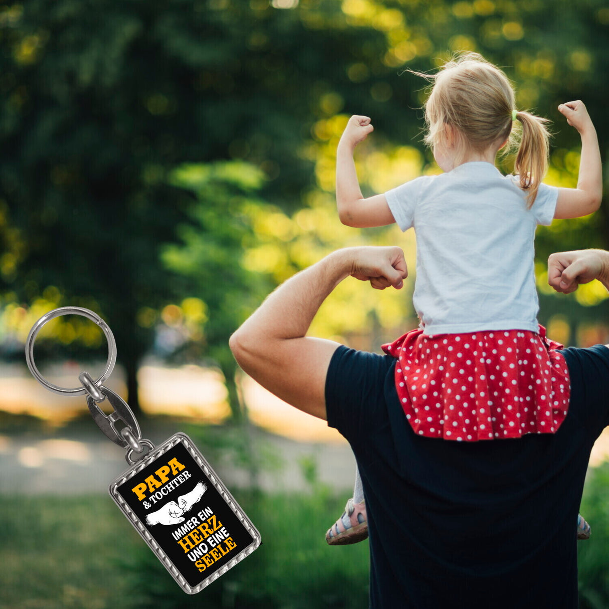Papa & Tochter ein Herz und eine Seele Schlüsselanhänger mit Spruch