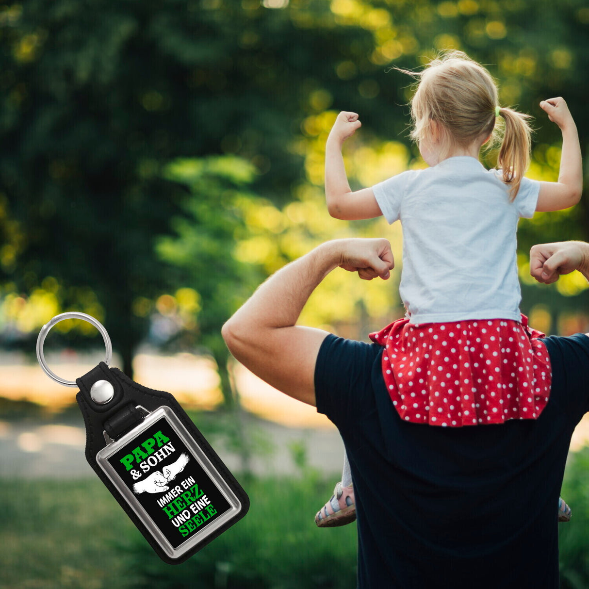 Papa & Sohn ein Herz und eine Seele Schlüsselanhänger mit Spruch