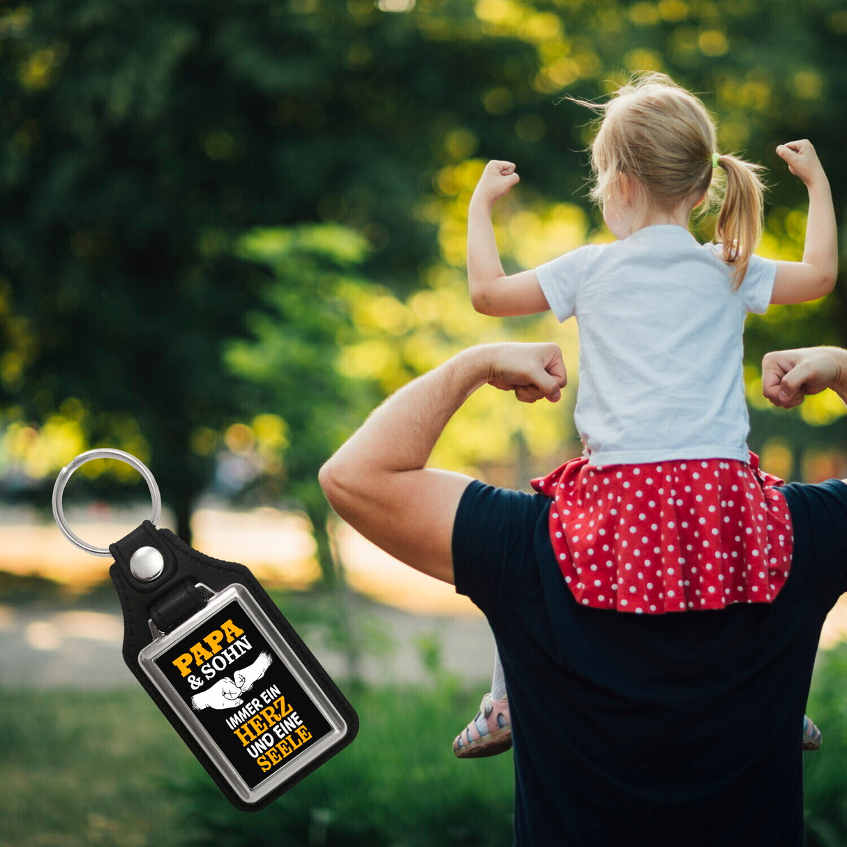 Papa & Sohn ein Herz und eine Seele Schlüsselanhänger mit Spruch