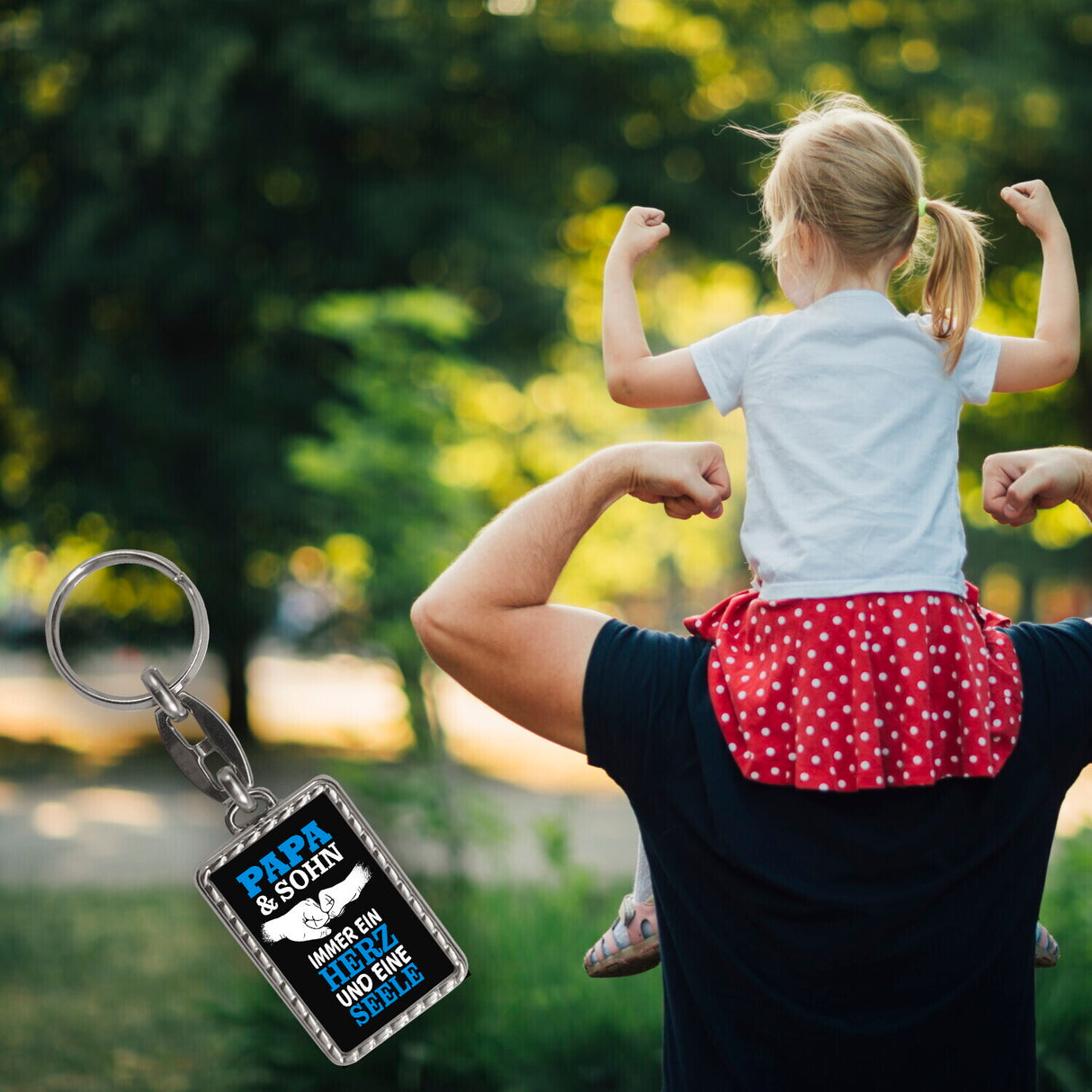 Papa & Sohn ein Herz und eine Seele Schlüsselanhänger mit Spruch