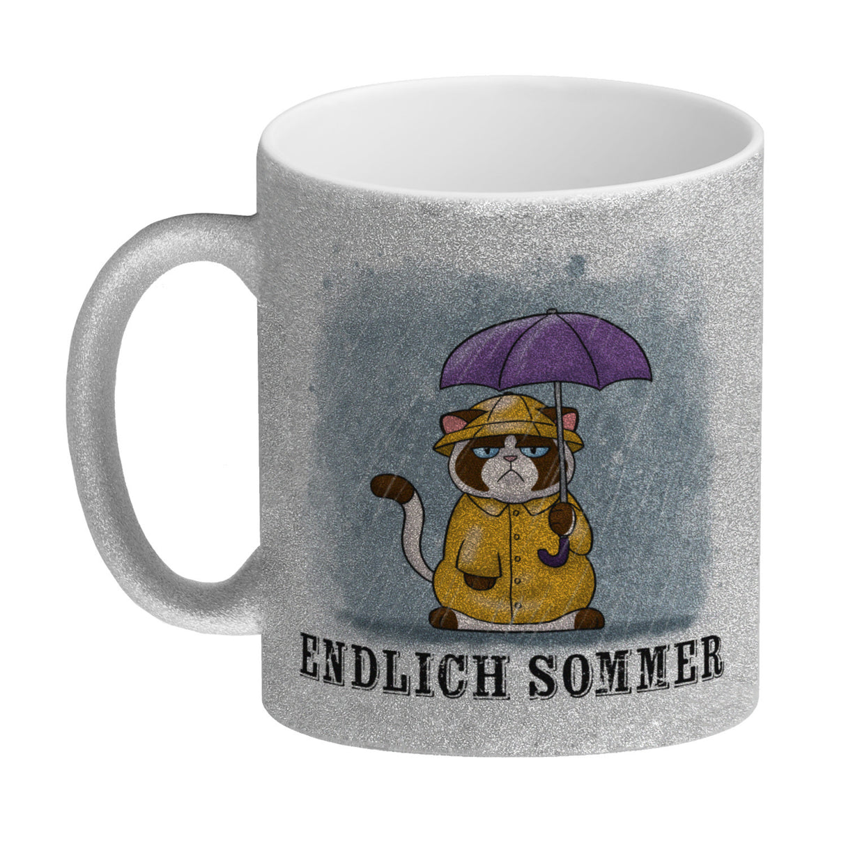 Endlich Sommer Kaffeebecher mit grummeliger Katze