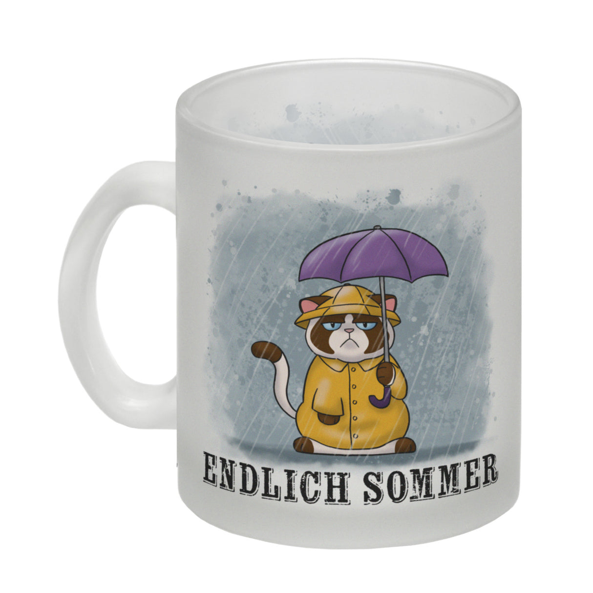 Endlich Sommer Kaffeebecher mit grummeliger Katze