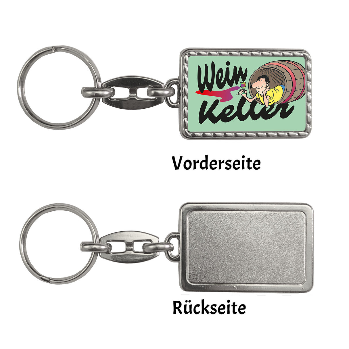 Weinkeller Schlüsselanhänger mit Weinfass Motiv