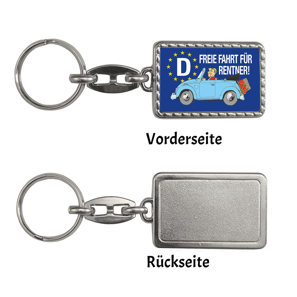 Freie Fahrt für Rentner Schlüsselanhänger mit Oldtimer Motiv