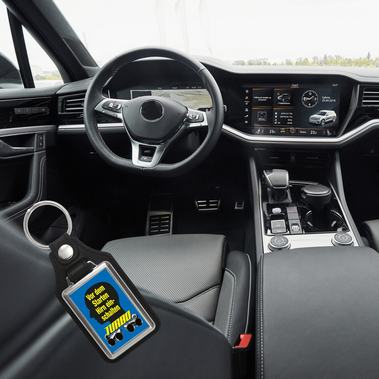 Vor dem Start Hirn einschalten Auto Schlüsselanhänger
