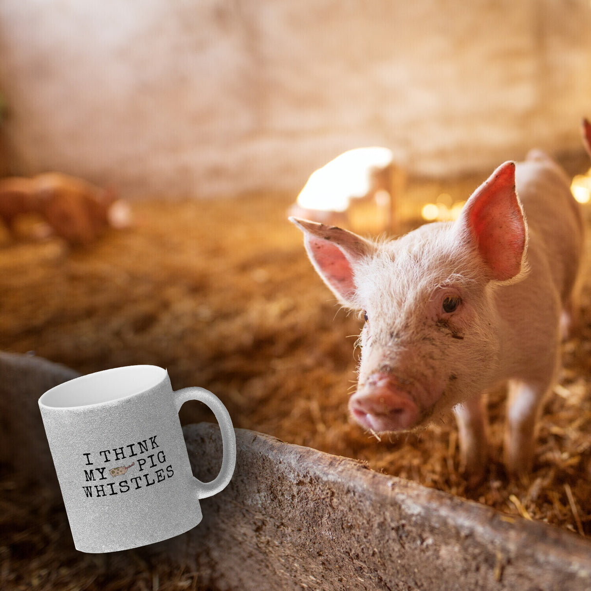 Denglisch Kaffeebecher mit Spruch - I think my pig whistles