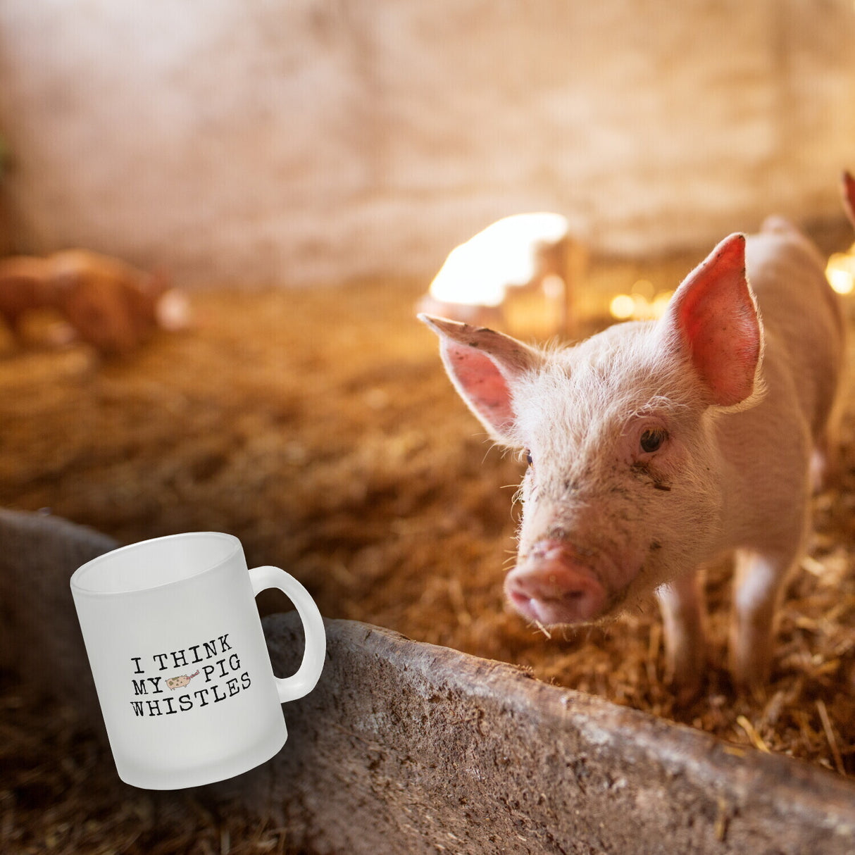 Denglisch Kaffeebecher mit Spruch - I think my pig whistles