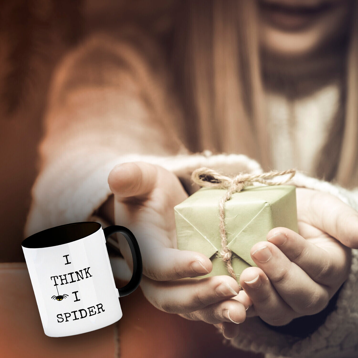 Denglisch Kaffeebecher mit Spruch - I think i spider