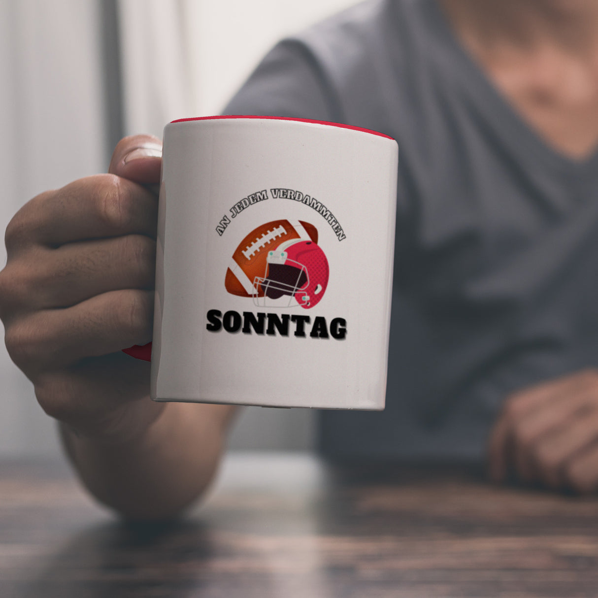 American Football Kaffeebecher mit Spruch An jedem verdammten Sonntag