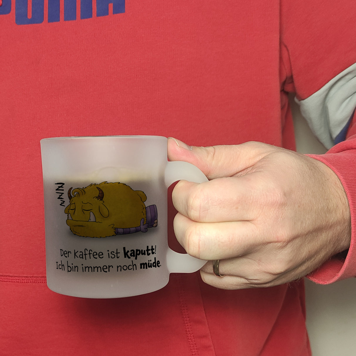 Freches Monster Kaffeebecher mit lustigem Spruch
