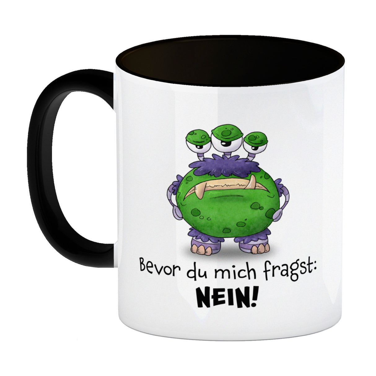 Freches Monster -lila Kaffeebecher mit lustigem Spruch