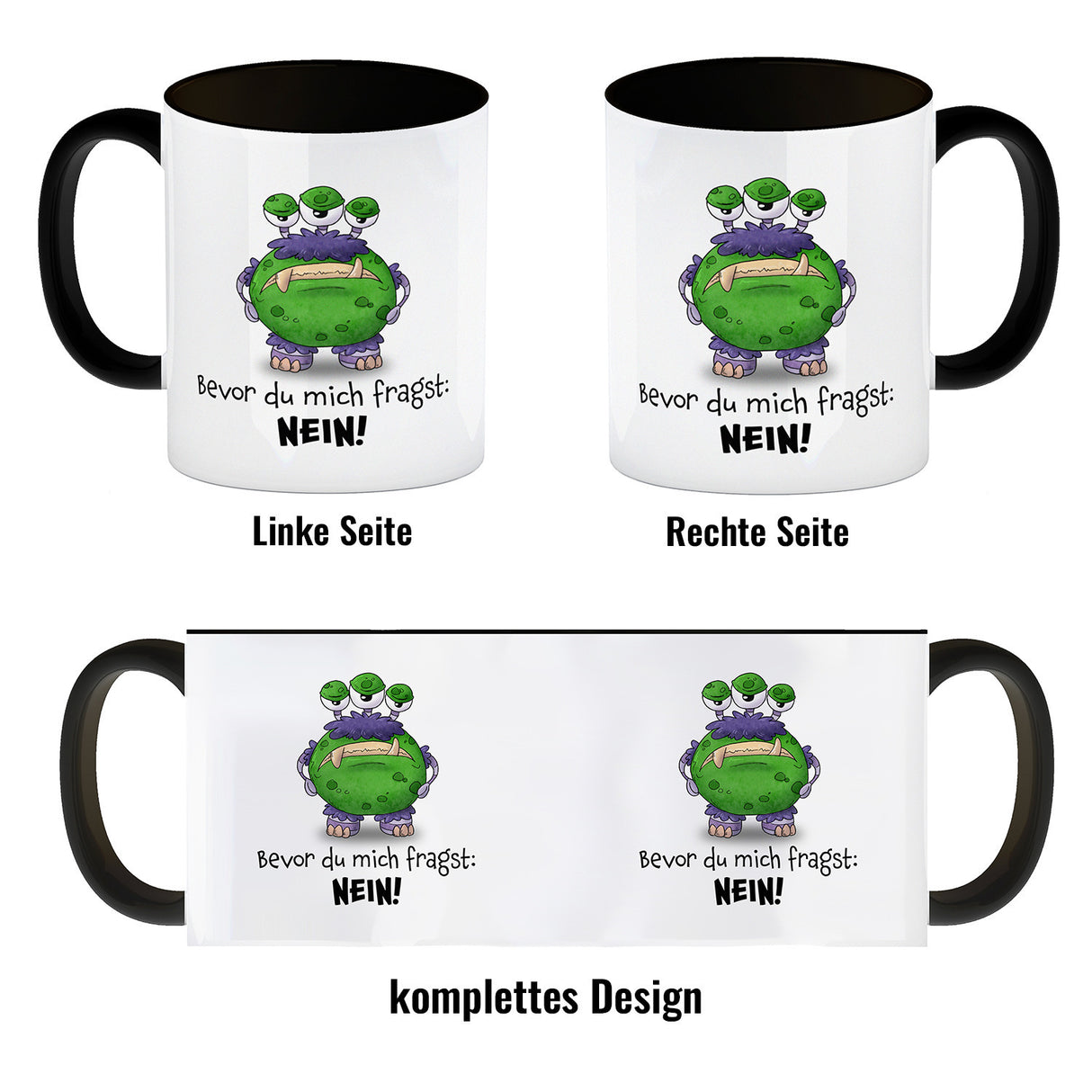 Freches Monster -lila Kaffeebecher mit lustigem Spruch