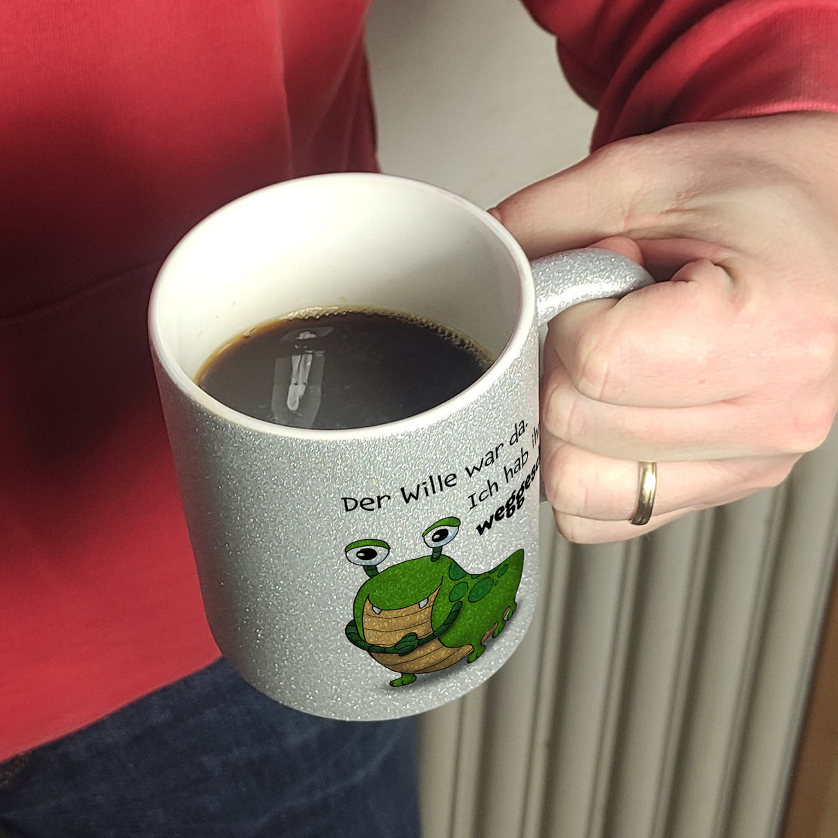 Freches Monster Kaffeebecher mit lustigem Spruch