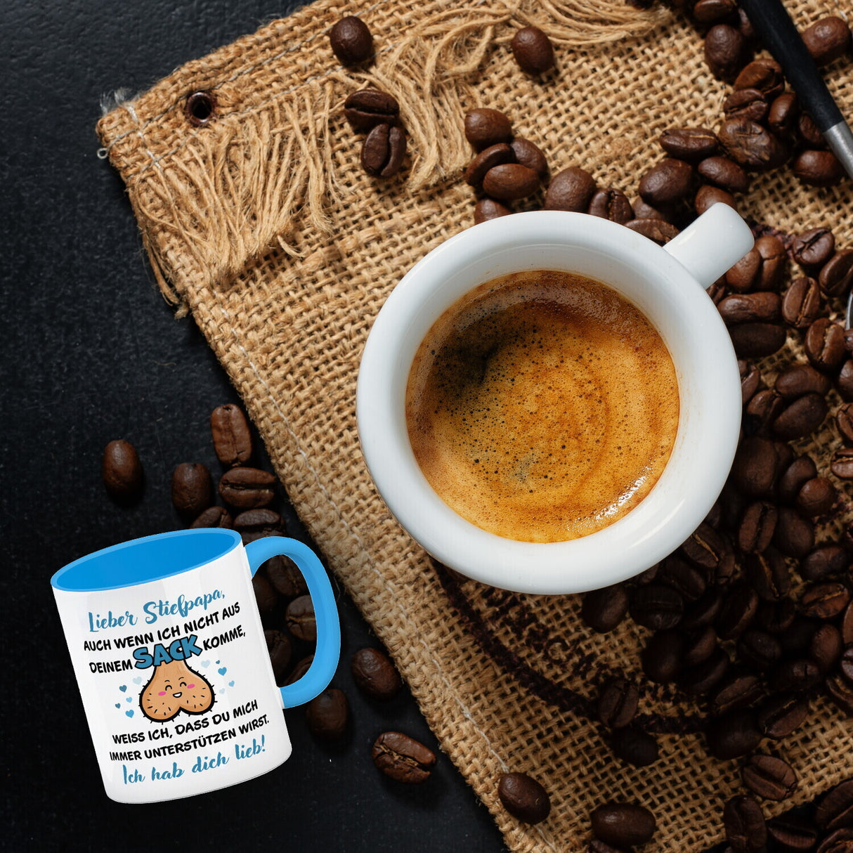 Stiefpapa, ich hab dich lieb Kaffeebecher mit Spruch