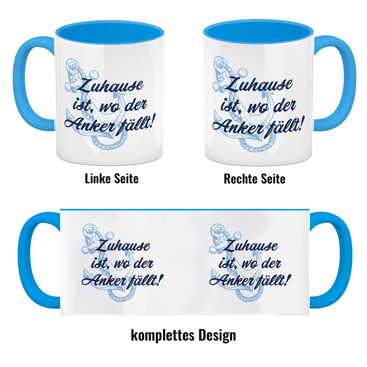Anker Kaffeebecher mit Spruch Zuhause ist, wo der Anker fällt