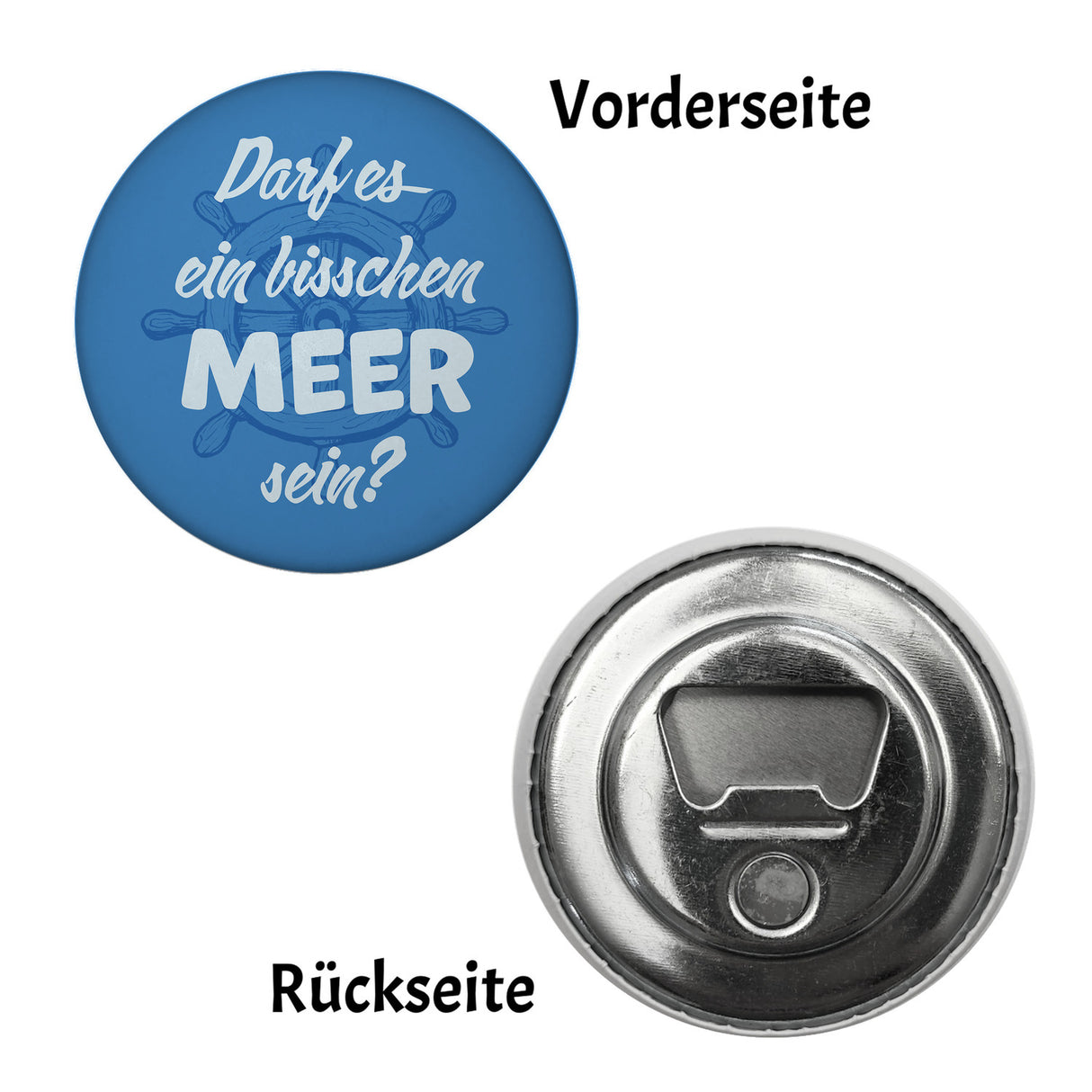 Darf es ein bisschen Meer sein Magnet rund mit Steuerrad-Motiv