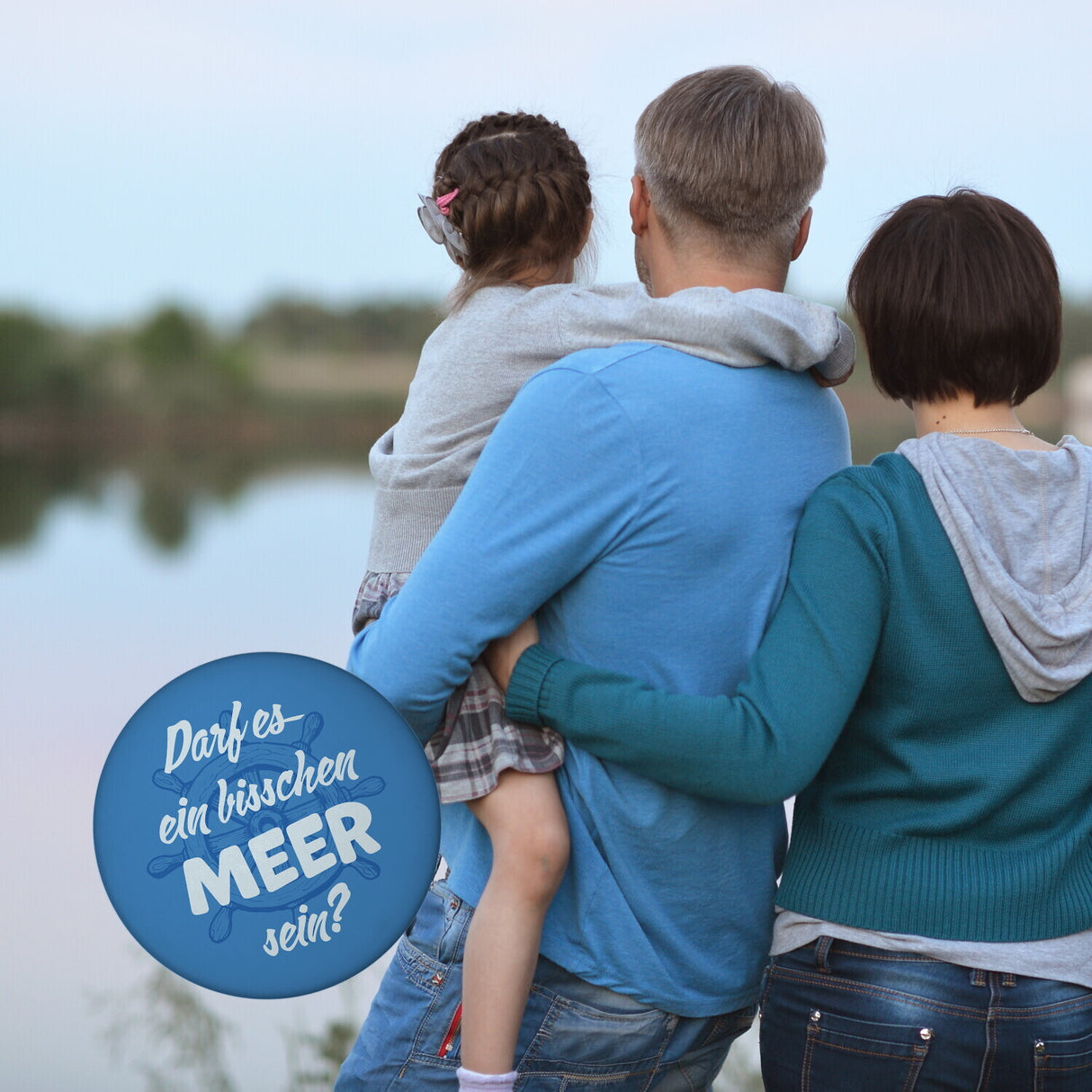 Darf es ein bisschen Meer sein Magnet rund mit Steuerrad-Motiv