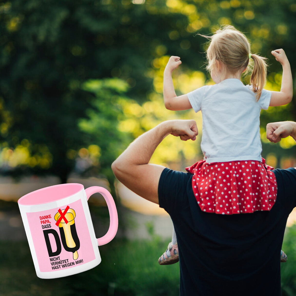Danke Papa dass du nicht verhütet hast Kaffeebecher in rosa