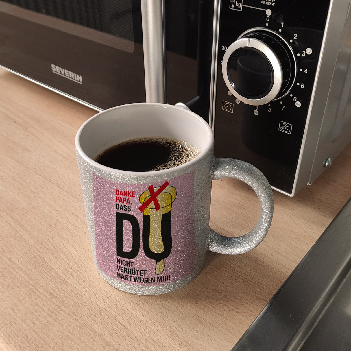 Danke Papa dass du nicht verhütet hast Kaffeebecher in rosa